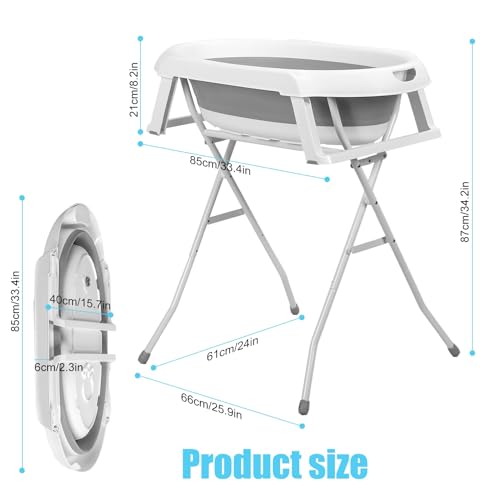 Makamsui 2 in 1 Hundebadewanne, Faltbare Hundewaschstation, Tragbare Haustierbadewanne für Fellpflege und Baden, Faltbare Kunststoff-Dusche für kleine Hunde Katzen, Indoor Outdoor Grau