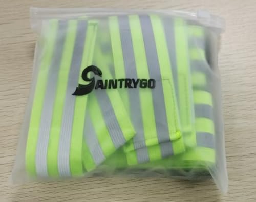 Saintrygo 6 Pcs Reflective Sash for Walking at Night Reflective Strap Arm Band High Visibility Belt Safety Ankle Strap for Visibility Vest Clothing Running Gear(Fluorescent Green)