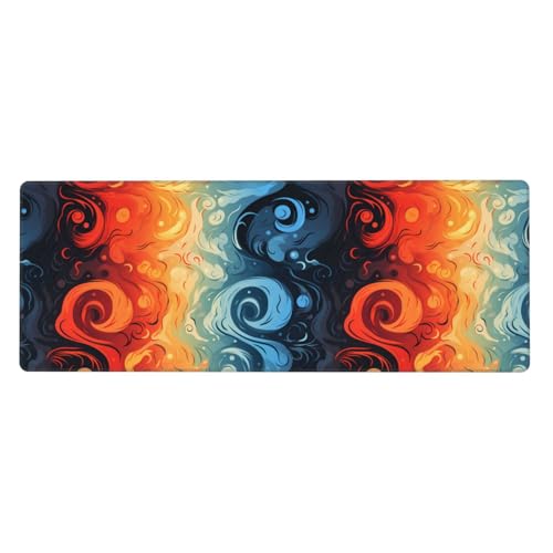Grand tapis de souris yin yang feu eau pour sublimer votre espace ordinateur de bureau