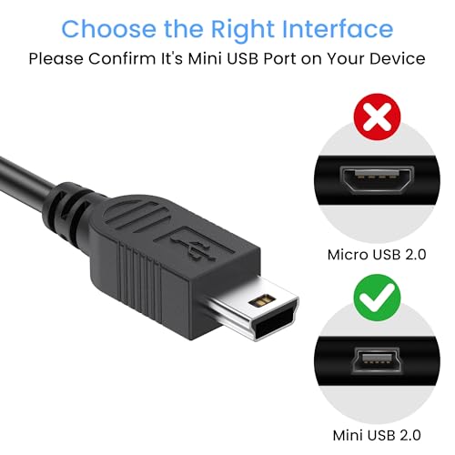 Image of Tobfit Charging Cable for PS3 console, USB 2.0 Type A to Mini B Cable, Mini Charging Cable, Dash cam cable, MP3 Player, Digital Cameras, USB A to USB B