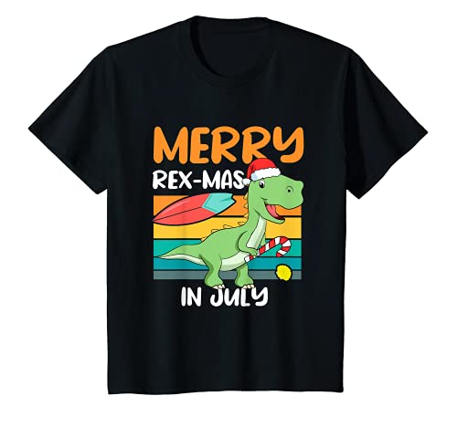 Niños Dinosaurio Feliz Navidad Fiesta Niño Niño Navidad En Julio Camiseta