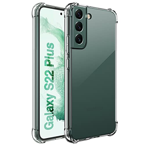 KIOMY Galaxy S22 Plus Case Crystal Clear Shockproof Bumper Protective Cell Phone Back Cover for Samsung S22+ 5G Transparent TPU Slim Fit Flexible Skin for Men Women Boy Girl Rubber Silicone 4 Corners