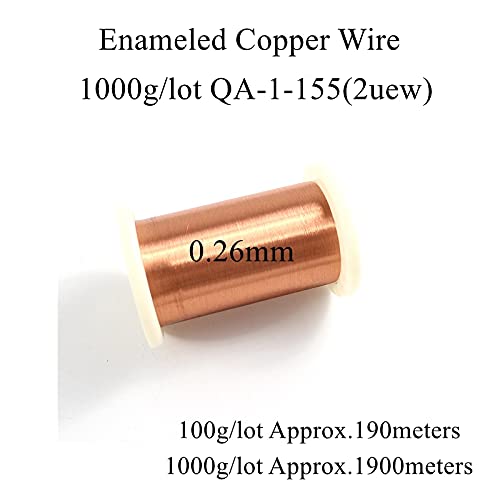 0.22mm 0.23mm 0.24mm 0.25mm 0.26mm QA-1/155 Enameled Copper Wire Machine Enamel Winding Stripping Coil Magnet Magnetic Wires (Color : 0.26mm, Size : 100g)