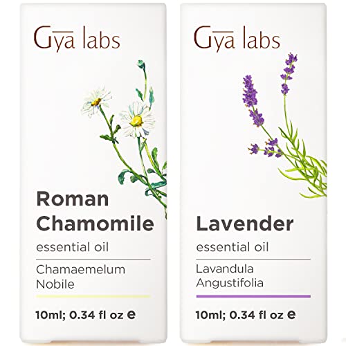 Chamomile Oil For Skin & Lavender Essential Oil For Diffuser Set - 100% Pure Therapeutic Grade Essential Oils Set - 2X10Ml - Gya Labs #TOP12
