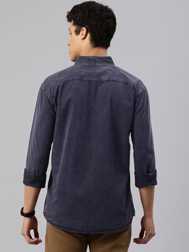 Image of Majestic Man Men's Washed Cotton Twill Casual Shirt - Comfort | Pure Cotton | Slim Fit | Full Sleeve | Casual Wear