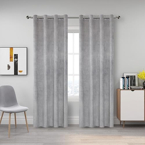 Miracle Home. Cortinas mordernas y Elegantes de 2 Piezas (Incluye una Pieza) para salón y Dormitorio con Ojales. Gerbera. 145cm (Ancho) x 260cm (Alto). Gris