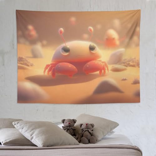 Tenture crabe pour salon bohème chic, drapé mural grand format moderne