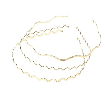 Uonlytech Metal Wavy Hair Bands and Headbands Set - 3pcs Gold Hair Hoops for Women, Girls and Sports