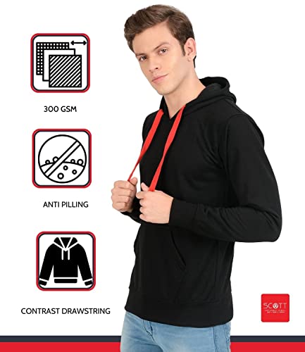 Image of Scott International Men's Solid Cotton Hoodies for Men Sweatshirt for Men Stylish Hooded Sweatshirt for Men Without Zip Stylish Winter Wear with Hood and Pockets