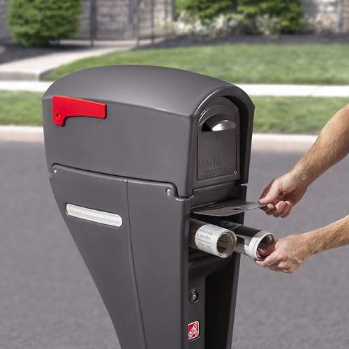 Step2 Mailmaster Streamline Mailbox & Post, Weather Resistant, Large Outdoor Mailboxes, Made of Durable Plastic, Easy to Install, Flag Included, Gray - image 3