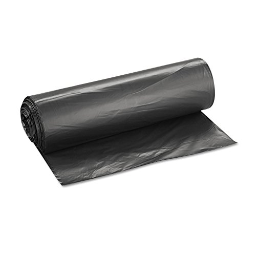 Image of Inteplast Group High-Density Interleaved Commercial Can Liners, 45 gal, 22 microns, 40 inch x 48 inch, Black, 25 Bags /Roll, 6 Rolls /Carton | Extra Heavy Plus Duty, Star-Sealed Bottom, 22 mic