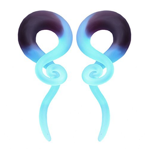 BodyJ4You Glass Taper Swirl Spiral Purple Sky Plugs Ear Gauges Treble Hanger 0G (8mm) Stretchers 2PCS