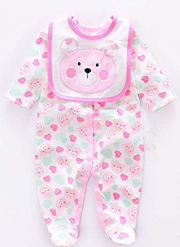 Pedolltree Reborn Baby Dolls Clothes 22 Inches Girl for 20-23 inch Reborn Dolls Clothes Clothing Pink Bear Outfit Sets