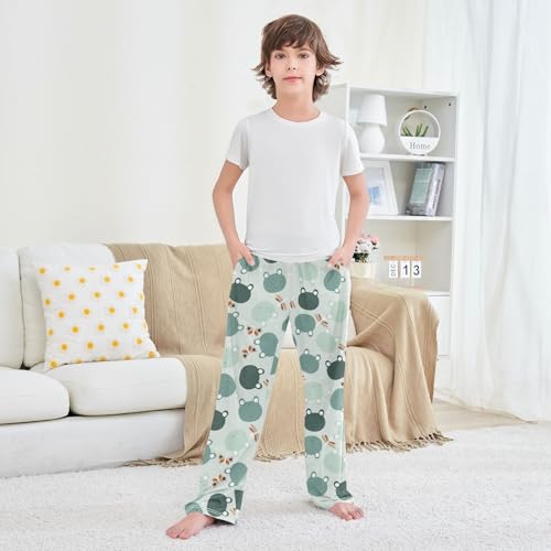 Boys' Pants Cute Green Frog Animal Long Bottoms Jogger Pants Elastic Waist Trousers with Pockets S-XL3