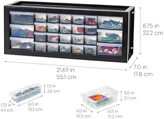 IRIS USA Plastic Storage Drawers, 26-Drawer - 2 Pack, Stackable Teacher Toolbox, Small Parts Organizer Cabinet for Sticker Crayon Bead Building Bricks, Tool Hardware Screw Garage Storage Bins, Black