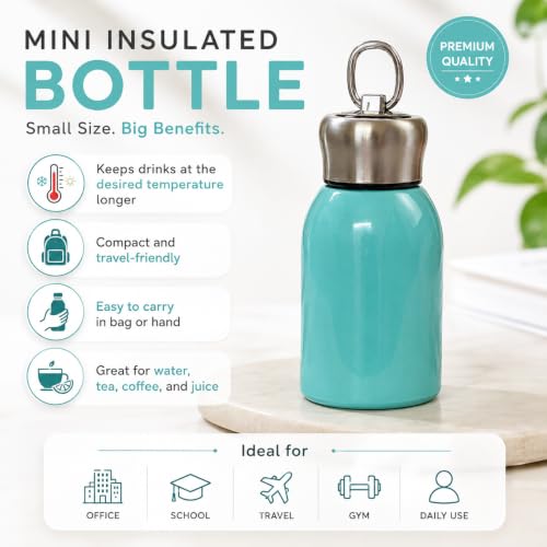 Image of Mini Insulated Stainless Steel Water Bottle 280 ml, Aqua Blue