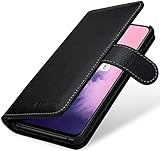 STILGUT Hülle geeignet für OnePlus 7 Lederhülle Brieftasche mit Karten-Fächern, schwarz
