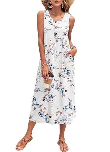 MOLERANI Womens Casual Floral Dress for Summer Beach Flower Print