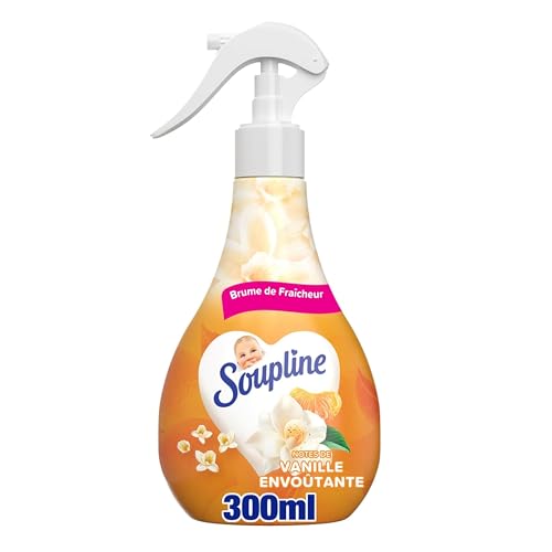 SOUPLINE Spray Brume de Linge Parfum Vanille, Brume Parfumée pour Linge de Maison et Vêtements, Complément Idéal à Votre Lessive et à Votre Adoucissant Linge,...