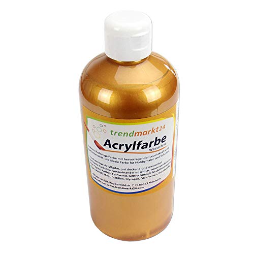 trendmarkt24 Acrylfarbe Gold auf Wasserbasis Größe: 1 x 500ml in Tube/Flasche flüssige Acrylfarbe | Malfarbe Goldfarbe Weihnachten Xmas Cover