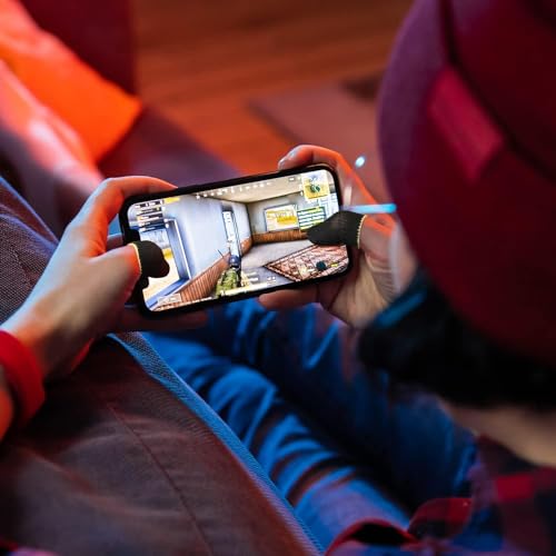 Image of TROXXON Thumb & Finger Sleeve for Mobile Game with Super Conductive Fiber Fabric, Anti-Sweat & Breathable for PUBG, Garena Free Fire, Rules of Survival, Knives Out (2 Pairs with Black Pouch)