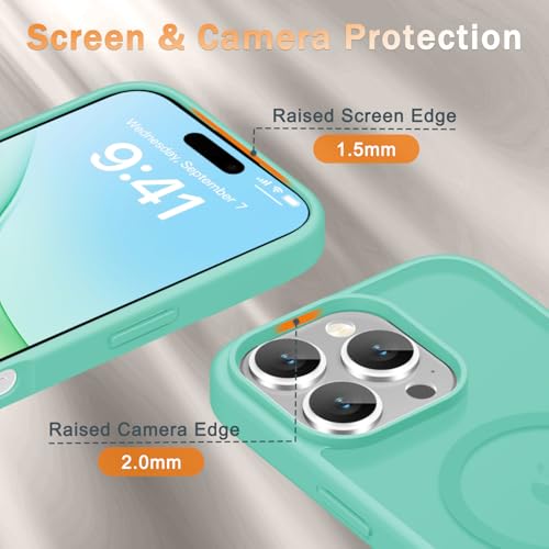 Image of YENAPOON for iPhone 16 Pro Case, Matte Magnetic Phone Cover [with 1 Screen Protector] [Support for MagSafe] [Shockproof Military Grade Protection] Translucent Frosted Back, Teal