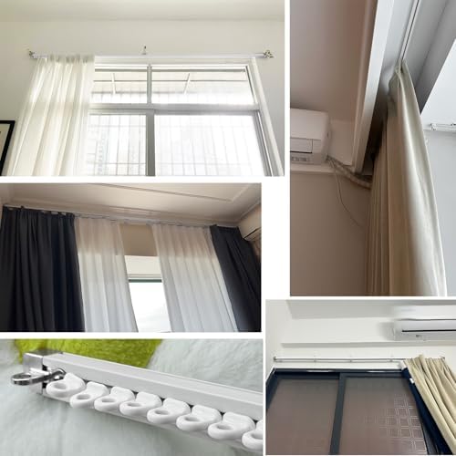 Ceiling & Wall Mounted Curtain Track Set, Adjustable 3-14 FT Aluminum Rail for Heavy Duty Drapes, Tulle & Fabric, Telescoping Curtain Rods, Easy Install