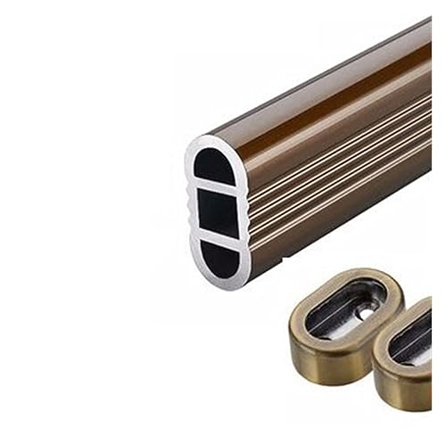 Closet Rod For Hanging Clothes Heavy Duty, 20/30/40/50/60/70/80/90/100/110cm Wardrobe Closet With Hanging Rod, Oval Wardrobe Tube Polished Chrome Closet Rod ( Color : Champagne color1 , Size : 100cm/3