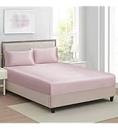 Mush 400TC Luxurious Satin Silk King Size Flat Sheet with 2 Pillow Covers - Silky Soft, Skin-Frie...