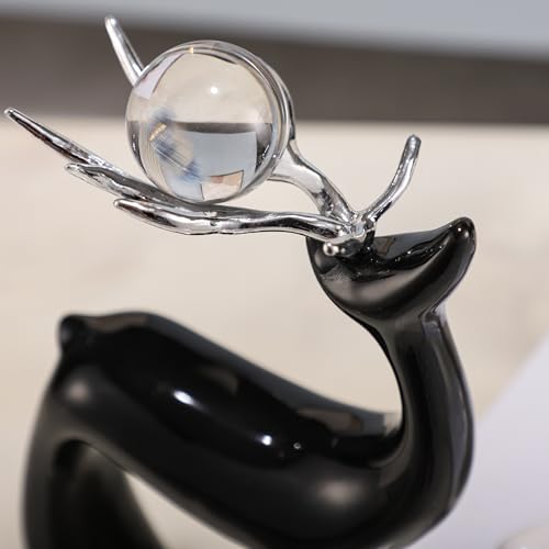 Set de Estatuas de Renos en Cerámica Negro y Blanco miniatura 4