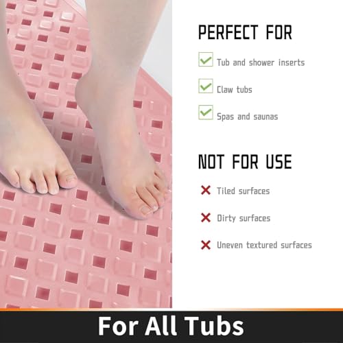 Image of Door mat Bathroom mats Anti Slip for Entrance Floor Foot Skid Bathtub Bath Shower Suction Cups (Pink 70x40cm)