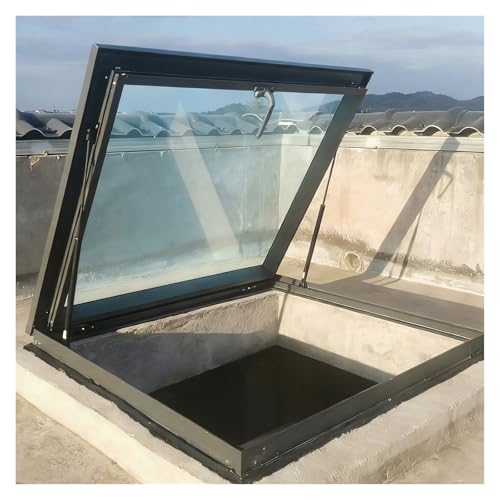 ZJKXJH Trampilla de Suelo Claraboyas para Tejados de Alta Resistencia con Varillas Hidráulicas Y Manivelas, Trampilla para Tejados, Ventanas Impermeables(22x28in)