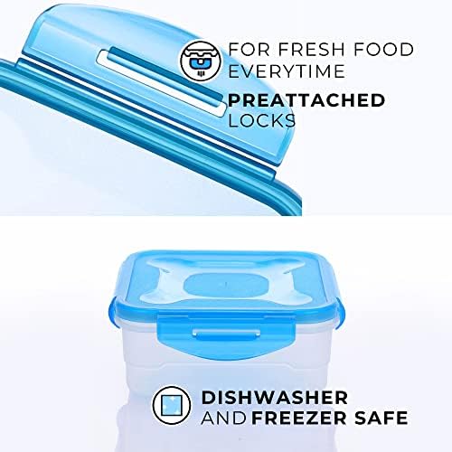 Image of Airtight Food Storage Container Set - Blue, Microwave and Freezer Safe, BPA Free - Set of 3