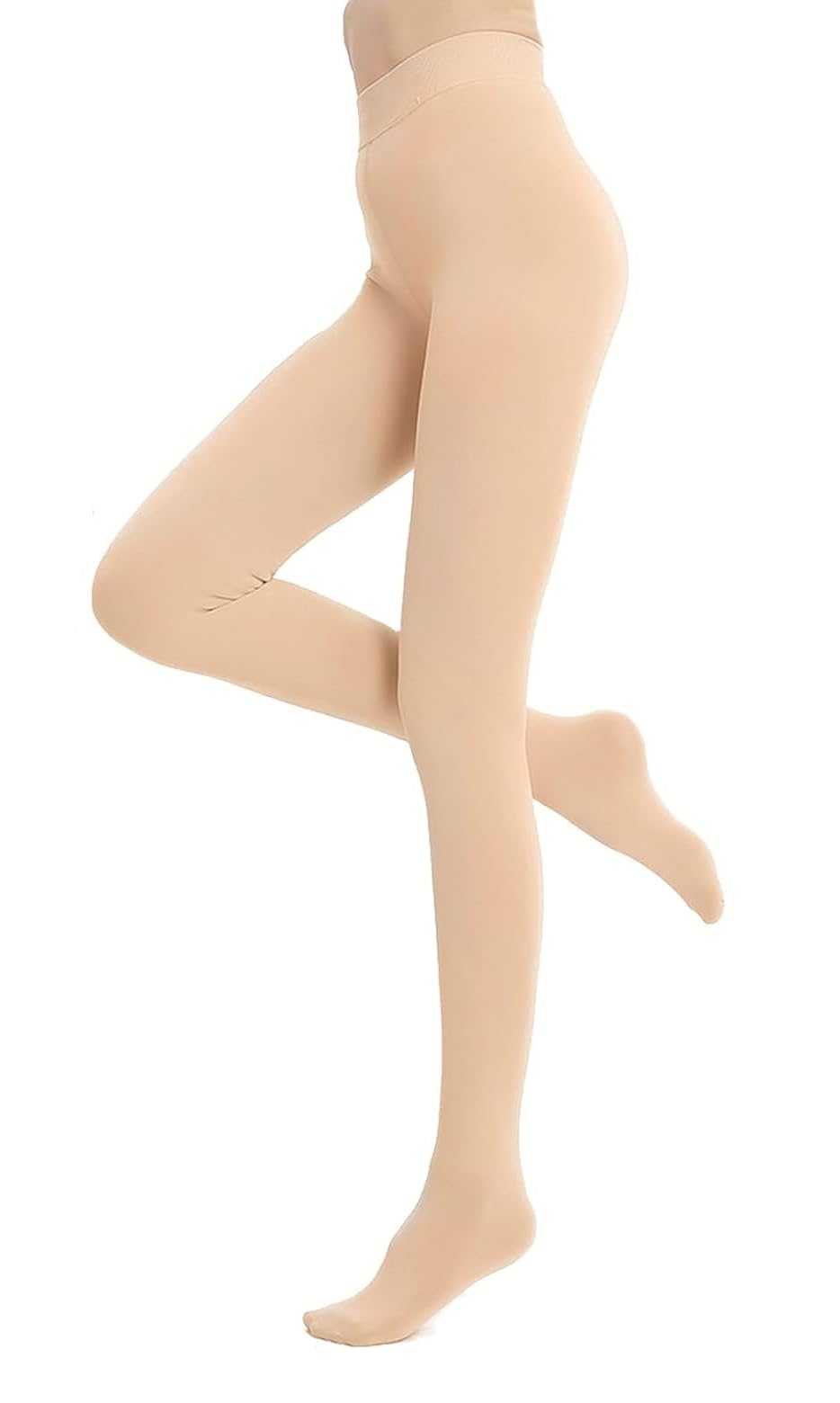 HIMAYASPS Girls' Solid Color Fleece Lined Tights, Warm Opaque Winter Stockings Skin Pack of 1 (24-32 Waist)