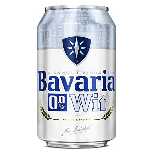 Bavaria 0.0% Wit alcoholvrij bier, alcoholvrij licht bier met authentieke smaak, 0% ABV - 4 verpakkingen van 6 x 330ml blikjes