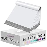 Fuxury Poly Mailers 14.5x19" 400Pcs Bulk Shipping Bags for Clothing Strong Adhesive Shipping Envelopes Waterproof Packaging Mailing Bag for Small Business White Polymailers