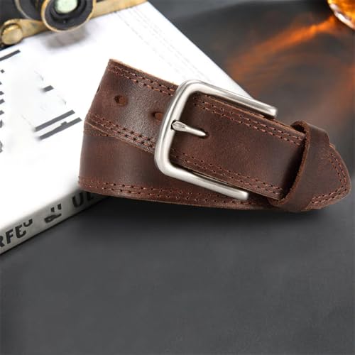Genuine Leather Cowskin Casual Belt for Men, Cowboy Style Pin Buckle, Business Wear4