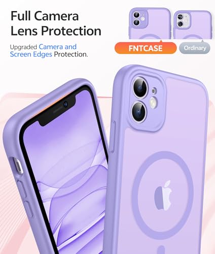 Image of FNTCASE for iPhone 11 Case: [Compatible with Magsafe] Translucent Matte Magnetic Cases [Full Camera Protection] Military Grade Shockproof Protective Phone Cover - Light Purple