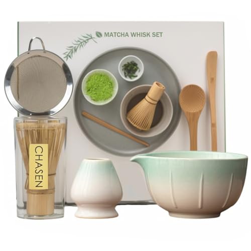 Premium Matcha Tea Set for Beginners & Enthusiasts – Complete Ceremonial Kit with Bamboo Whisk (Chasen), Scoop, Bowl & Spoon – Ideal Christmas, Holiday Gift for Tea Lovers & Home Baristas