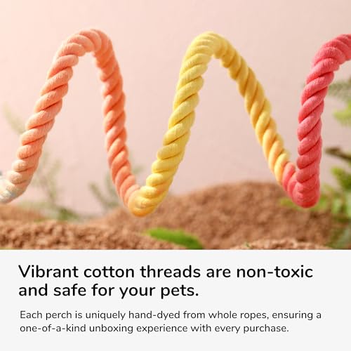 Image of Multi-Color Rope Bird Perch Toys for Parrot Cage Stand, Climbing Swing Accessories for Cockatiel, Parakeets, Budgies, Lovebirds, Conures, Finches - 31.5 inch