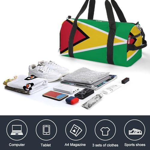 Guyana Flag Travel Duffel for Boys Girls with Shoe Compartment Overnight4
