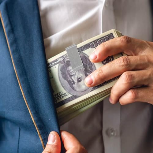 6 Pack Stainless Steel Money Clip Metal Wallet Clip for Men Men's Slim Cash Clip Small Money Clips for Cash and Credit Card Holder Metal Money Clips Minimalist Front Pocket Wallet Clip (Silver)2