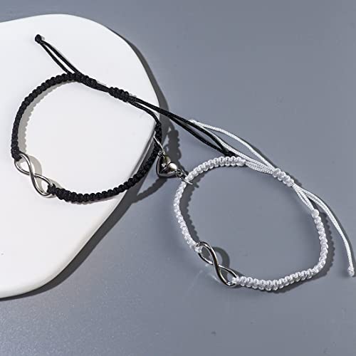 Image of COLORFUL BLING 2Pcs Infinity Distance Couple Braided Handcrafted Luck Bracelet Bangle Adjustable Rope His and Hers Wristband Wrist Jewelry