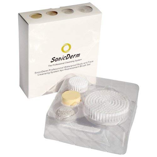 SonicDerm - Professional Cleansing System, 4 Piece Replacement Brush Set for SonicDerm SD-201 and SonicDerm SD-801