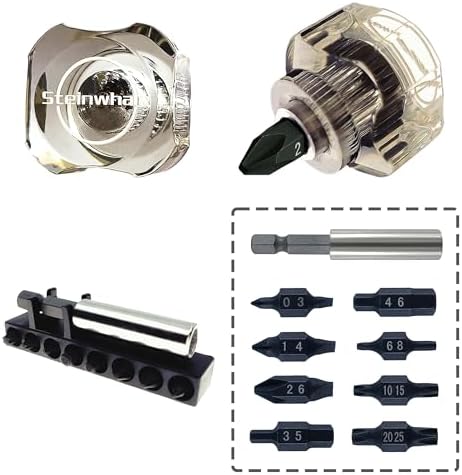10in1 Short Stubby Mini Screwdriver for tight spots, Cellulose Acetate Fiber Made Handle, Double-headed High Hardness S2 Steel Bits, Exquisite EDC