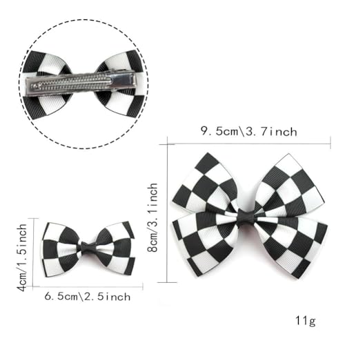 6 Pzs Pinzas para el Cabello con Lazo a Cuadros Rosado GSHLLO miniatura 2