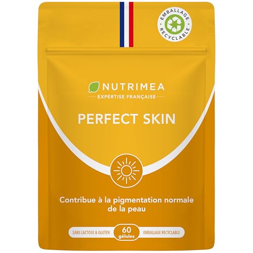 Préparateur et Accélérateur de Bronzage - Protection Solaire Naturelle - Teint Hâlé - Toutes Peaux - Bêta-Carotène et Bardane - PERFECT SKIN - 60 Gélules Vegan -...