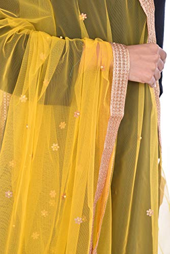 Image of YOUTHQUAKE Women's Embroidered Net Dupatta