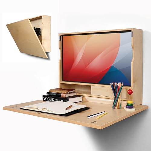 ARROWSTONE SKEENA Wall-Mounted Desk - Floating Folding Desk with Storage, Space-Saving Design for Home Office (31')