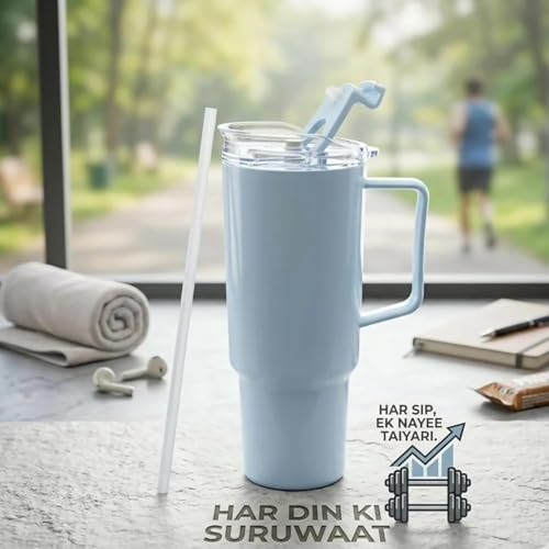 Image of 1800 ml Toony Tumbler with Straw | Large Capacity Insulated Travel Mug with Handle & Leak-Resistant Lid | Reusable Hot & Cold Beverage Tumbler